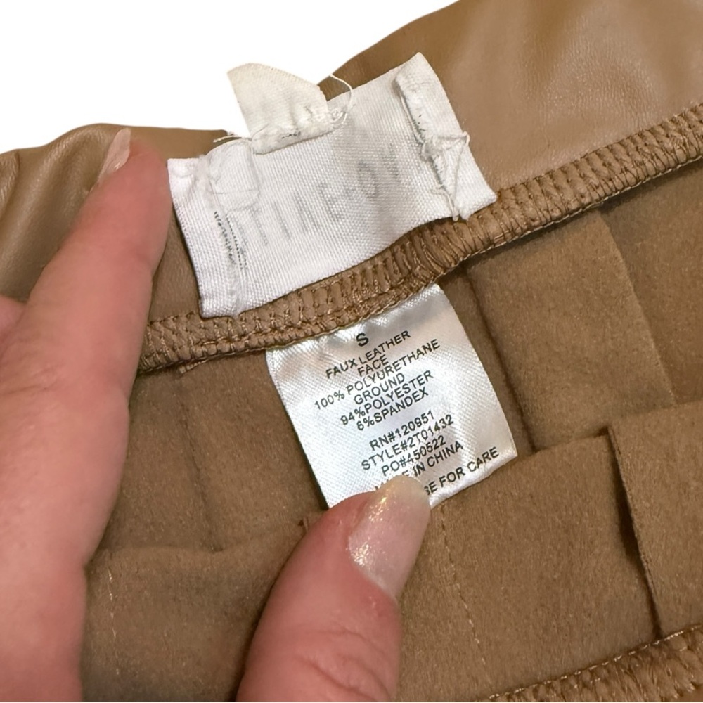 Olive & Oak Tan/Brown Pleated Faux Leather Mini Skirt - Picture 5 of 6